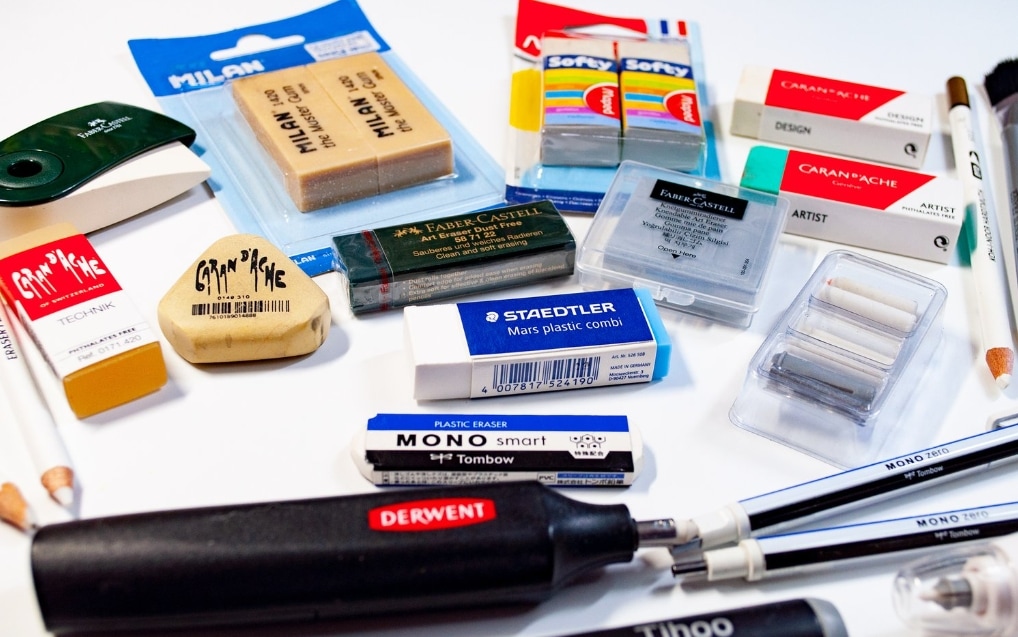 gommes, techniques, gommes électriques, gommes stylos, gomme pain de mie.